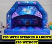 View Blue Disco bouncy castle with lights & Bluetooth speaker